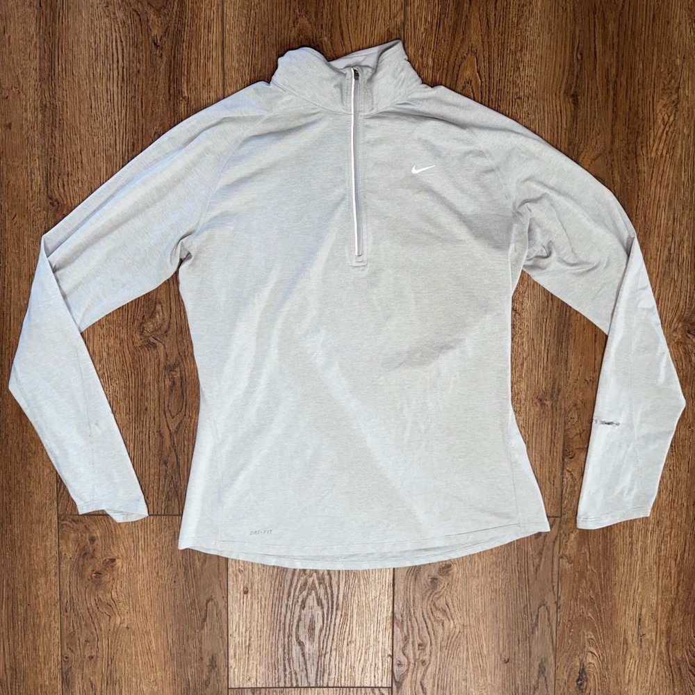 Nike Dri-FIT Element Half Zip Pullover athletic top Womens L Running Gray